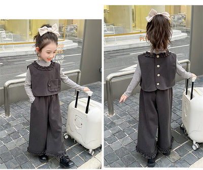 Conjunto de Tres Piezas: Chaleco Stringy Selvedge Fashionable para Niñas - Image 14