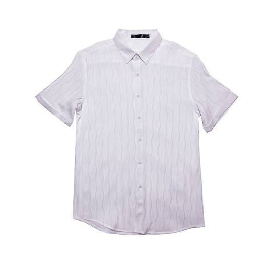 Camisa Manga Corta Slim Fit para Hombre con Patrón de Olas - Image 5