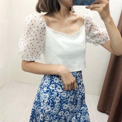 Blusa Estampado Lunares con Costuras Combinadas para Mujer - Image 10