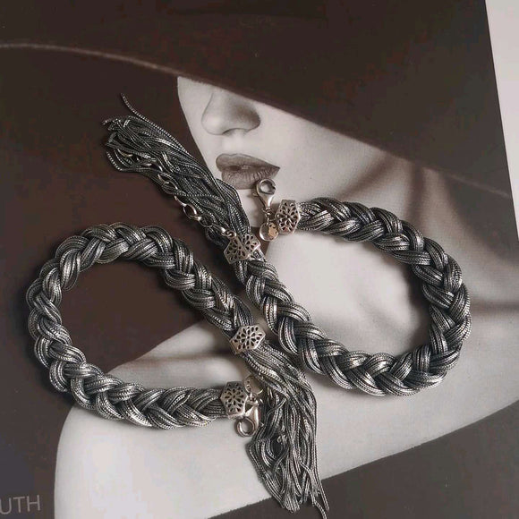 Pulsera de Plata 925 Retorcida con Trenzas para Mujer