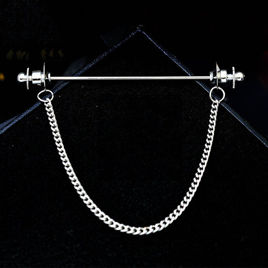 Broche de Camisa para Hombre con Cadena y Borla Metálica - Image 2