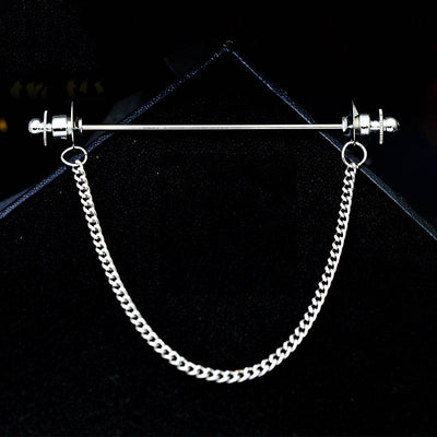 Broche de Camisa para Hombre con Cadena y Borla Metálica - Image 2