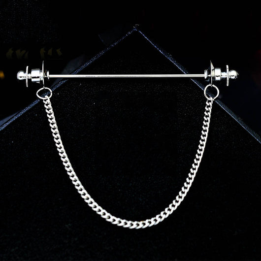 Broche de Camisa para Hombre con Cadena y Borla Metálica - Image 2