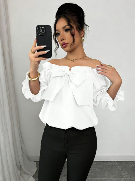 Blusa Cuello Barco con Volantes y Detalle de Moño - Image 13