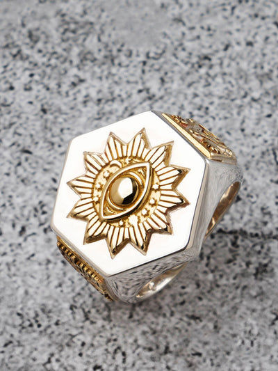 Anillo de Plata Tailandesa Ojo del Diablo Retro para Hombre - Image 5