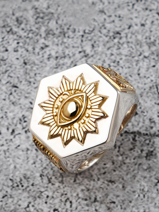 Anillo de Plata Tailandesa Ojo del Diablo Retro para Hombre - Image 5