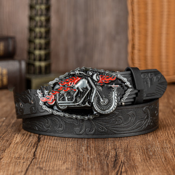 Cinturón de Cuero y Mezclilla con Diseño de Calavera Escorpión Retro Personalizado