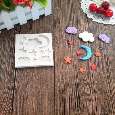 Molde de Silicona para Fondant con Diseños de Nube, Luna y Estrella - Image 2