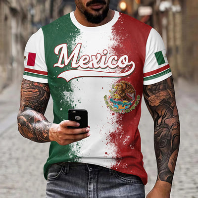 Playera Holgada Águila y Serpiente Cuello Redondo para Hombre