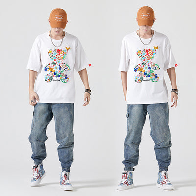Playera de Pareja Estampado Oso Marino Algodón Manga Corta Suelta - Image 7