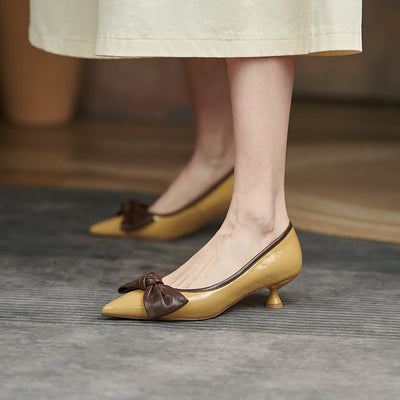 Zapatos de Cuero para Mujer con Moño - Tacón Medio Primavera Otoño - Image 5