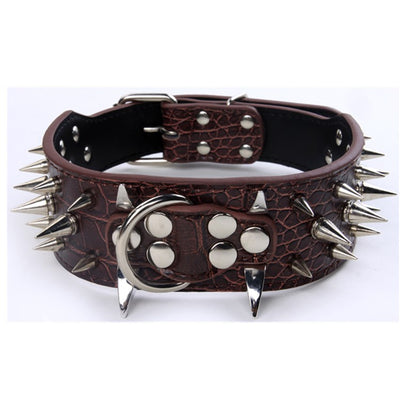 Collar de Cuero para Perro Grande con Púas Negras - Image 3