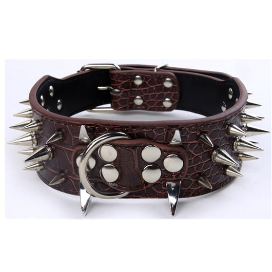 Collar de Cuero para Perro Grande con Púas Negras - Image 3