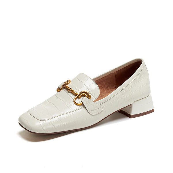 Zapatos de Tacón Bajo Cómodos en Crema