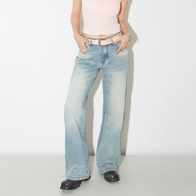 Pantalones Vaqueros de Pierna Ancha Cintura Alta para Mujer
