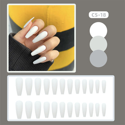 Uñas Postizas Blancas Largas con Textura Esmerilada - Image 2