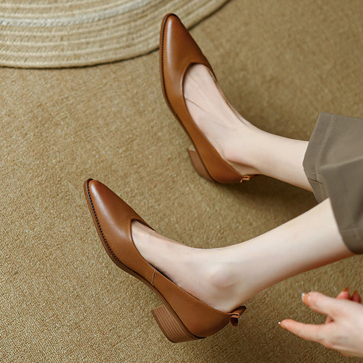 Tacones Bajos de Piel de Oveja para Mujer