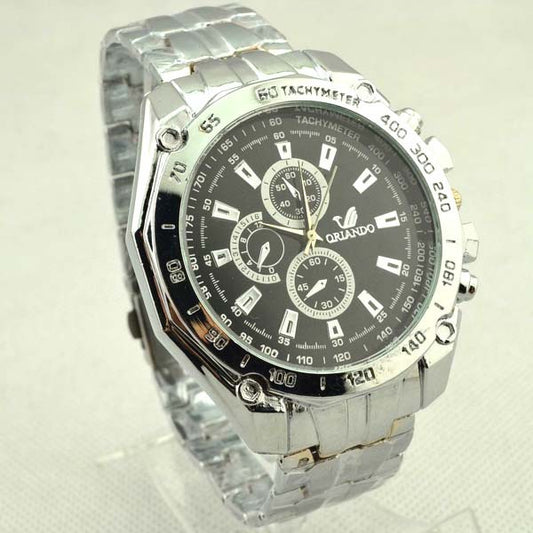 Reloj de Cuarzo con Correa de Acero y Tres Esferas - Diseño Elegante para Hombre - Image 2