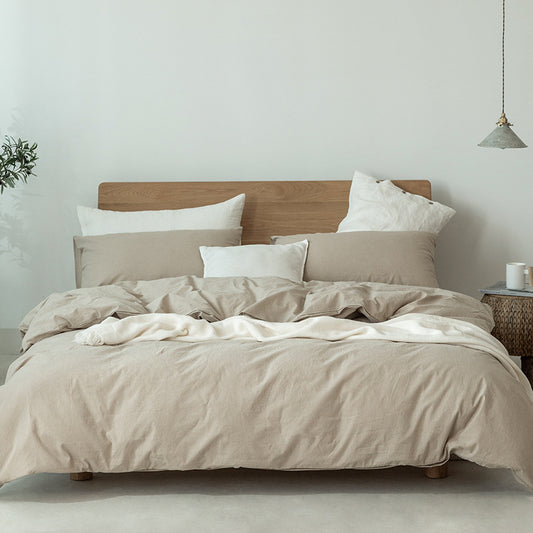 Juego de Cama 4 Piezas Algodón Teñido Lavado Estilo Minimalista Japonés