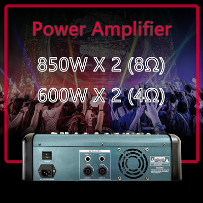 Consola Mezcladora Amplificada con Bluetooth, Ecualizador y 16 Efectos DSP - Image 3