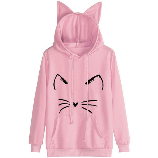 Sudadera con Capucha Estampado Gato para Mujer - Image 5