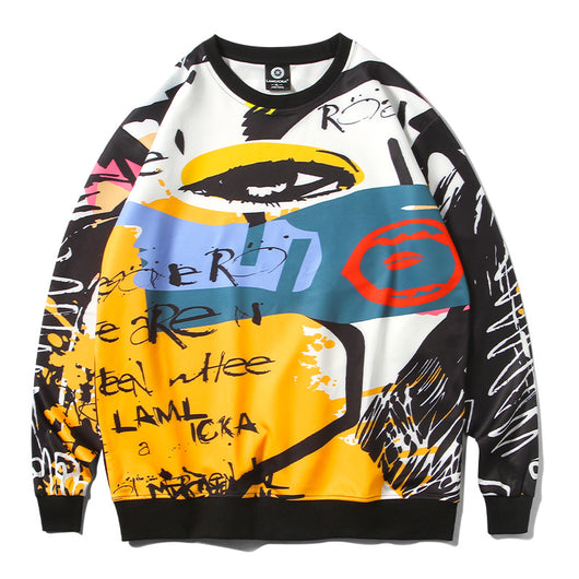 Suéter Cuello Redondo con Estampado Graffiti para Hombre y Mujer