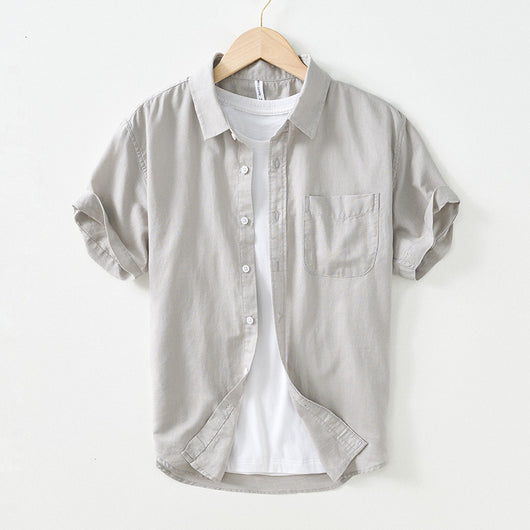 Camisa Casual de Algodón y Lino para Hombre con Cuello Cuadrado - Image 12