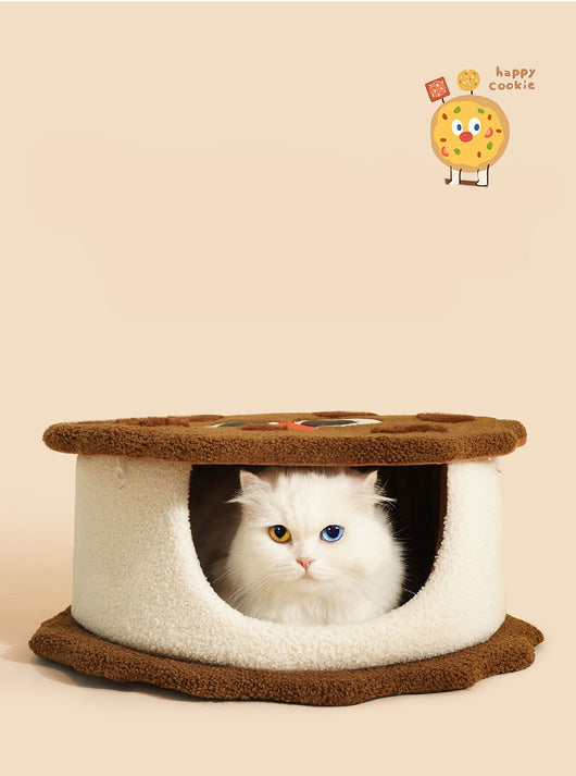 Casa Cama para Gato con Forma de Galleta - Refugio Cálido para Otoño e Invierno - Image 9