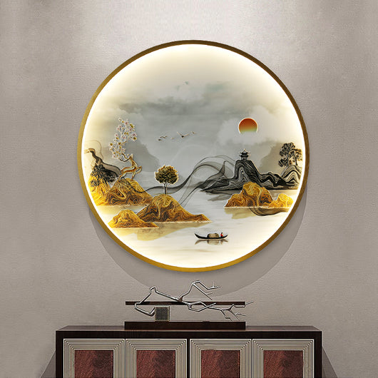 Lámpara Decorativa de Relieve 3D para Entrada con Mural de Paisaje Iluminado - Image 15