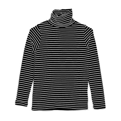 Camiseta de Cuello Alto a Rayas Estilo Coreano - Básico Versátil para Estudiantes - Image 14