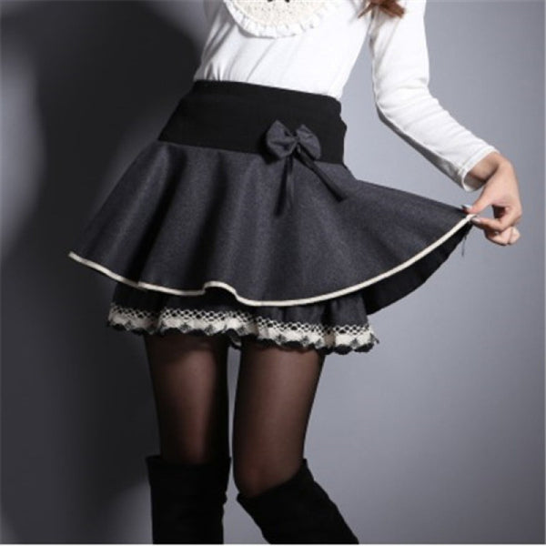 Falda de Lana Coreana para Otoño e Invierno