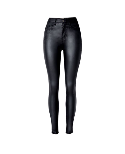 Pantalones de Cuero Sintético PU Cintura Alta Slim Fit Talla Grande - Image 5