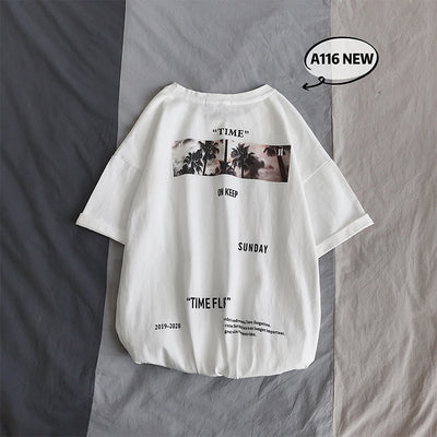 Camiseta Hombre Suelta Cuello Redondo Manga Corta - Image 4