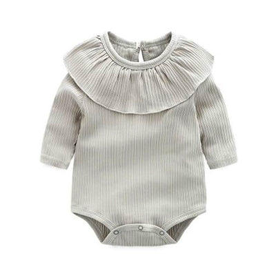 Pelele Tejido para Bebé Niña Manga Larga con Cuello Volante Loto - 5 Colores - Image 3