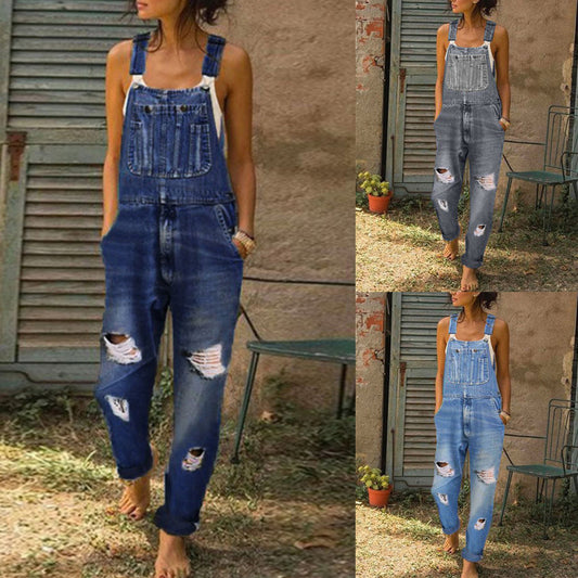 Jumpsuit Denim para Mujer con Roturas - Overol Ajustado Casual - Image 2