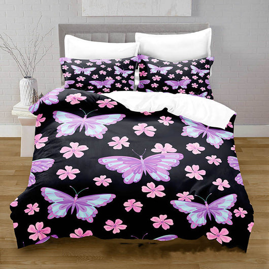 Juego de Ropa de Cama Funda Nórdica Estampado Mariposas Impresión 3D Digital Tela Cepillada - Image 10