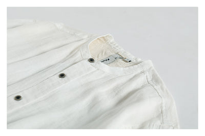 Camisa Vintage con Cuello Mao Bordada para Hombre - Image 3