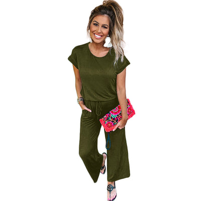 Jumpsuit Casual de Piernas Anchas con Bolsillos y Cordones para Mujer - Image 10
