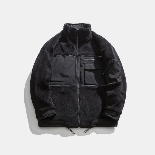 Chaqueta Polar Térmica Retro con Cuello Alto - Corte Holgado para Hombre