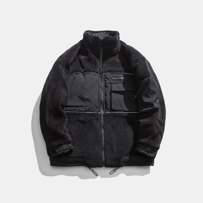 Chaqueta Polar Térmica Retro con Cuello Alto - Corte Holgado para Hombre