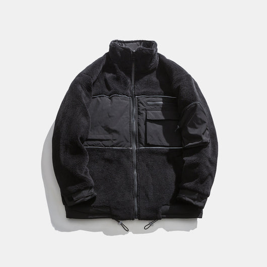 Chaqueta Polar Térmica Retro con Cuello Alto - Corte Holgado para Hombre