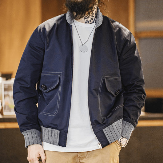 Chaqueta Bomber Hombre Contraste de Colores Patchwork Versátil