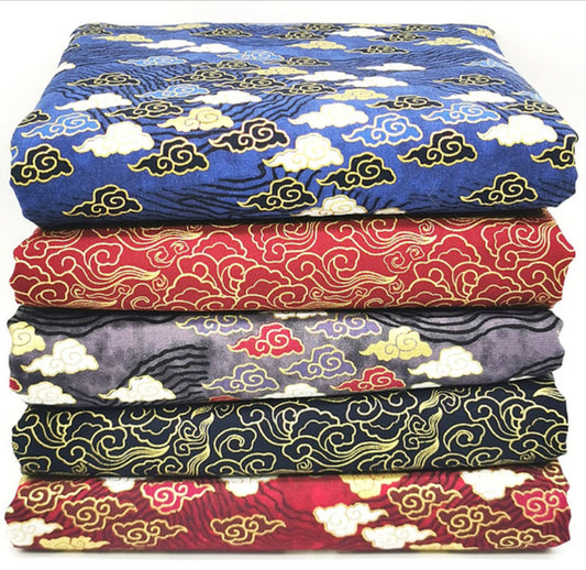 Tela Estampada Dorado Caliente Serie Nubes - Grupo de Patchwork de Algodón para Costura Artesanal