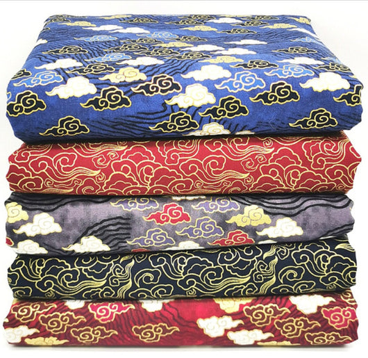 Tela Estampada Dorado Caliente Serie Nubes - Grupo de Patchwork de Algodón para Costura Artesanal