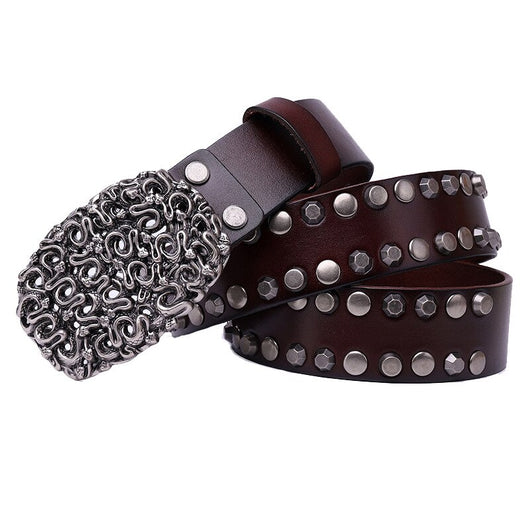 Cinturón de Cuero Genuino con Remaches para Hombre - Estilo Trend - Image 16