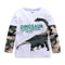 Camiseta Infantil Manga Larga Camuflaje Dinosaurio