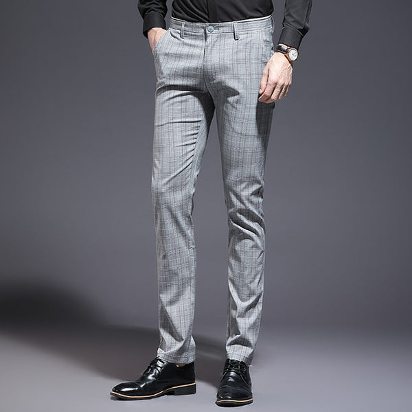 Pantalones Casuales a Cuadros Slim Fit para Hombre