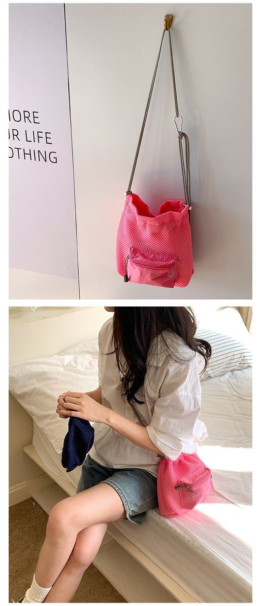 Bolsa Bucket de Malla con Cordón - Bolso Mensajero Chic para Mujeres - Image 19