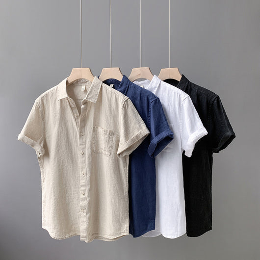 Camisa de Lino Suelta Manga Corta - Comodidad Casual - Image 12