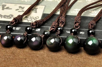 Collar Colgante de Obsidiana Natural con Ojo Arcoíris para Buena Suerte - Image 6